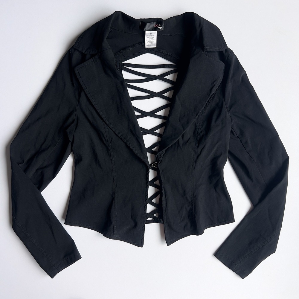 Y2K Oh Yes Lace-Up Criss Cross Back Blazer